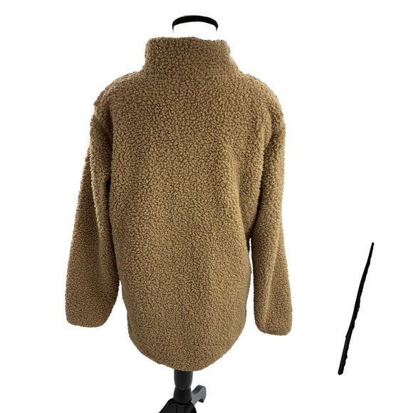 Tommy Hilfiger Womens S Tan Sherpa Fleece 1/4 Zip Pullover Jacket Long Sleeve - Picture 5 of 8